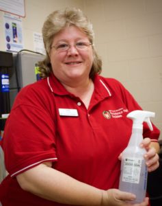 Krause with a bottle of aqueous ozone 