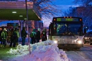 Bus stop in winter