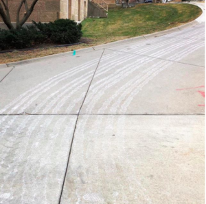 Traces of brine salt on campus