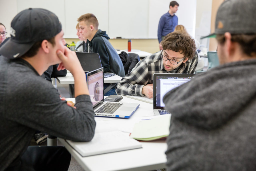 Students in Engineering for Energy Sustainability working on a capstone project during their seminar class last spring semester.