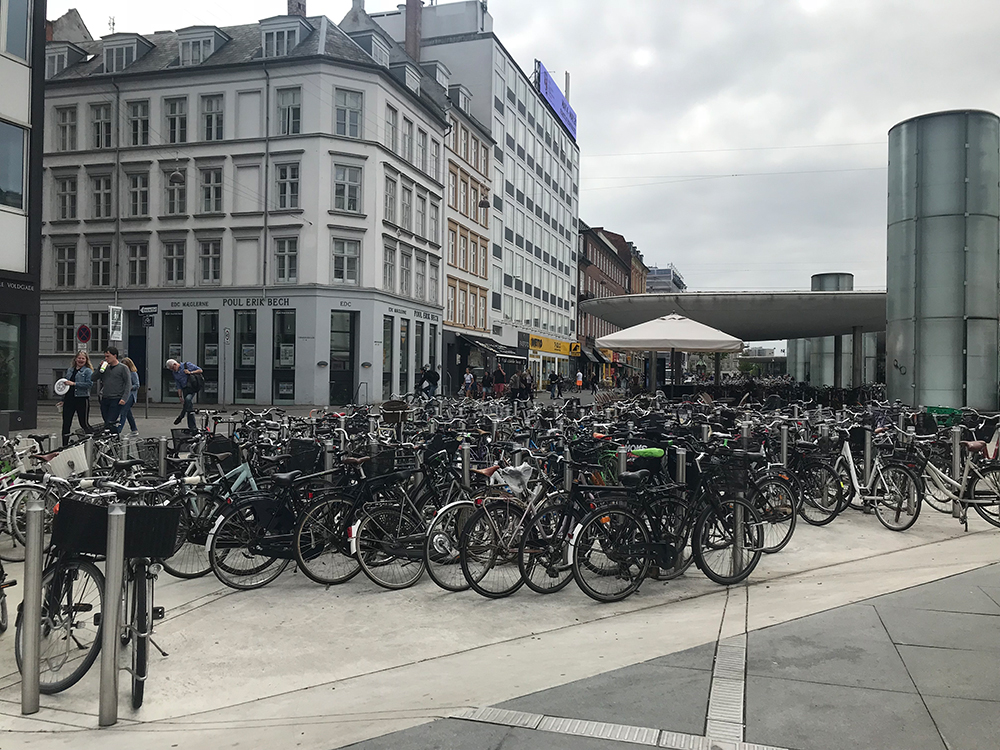 Bikes parked in Copenhagen. 