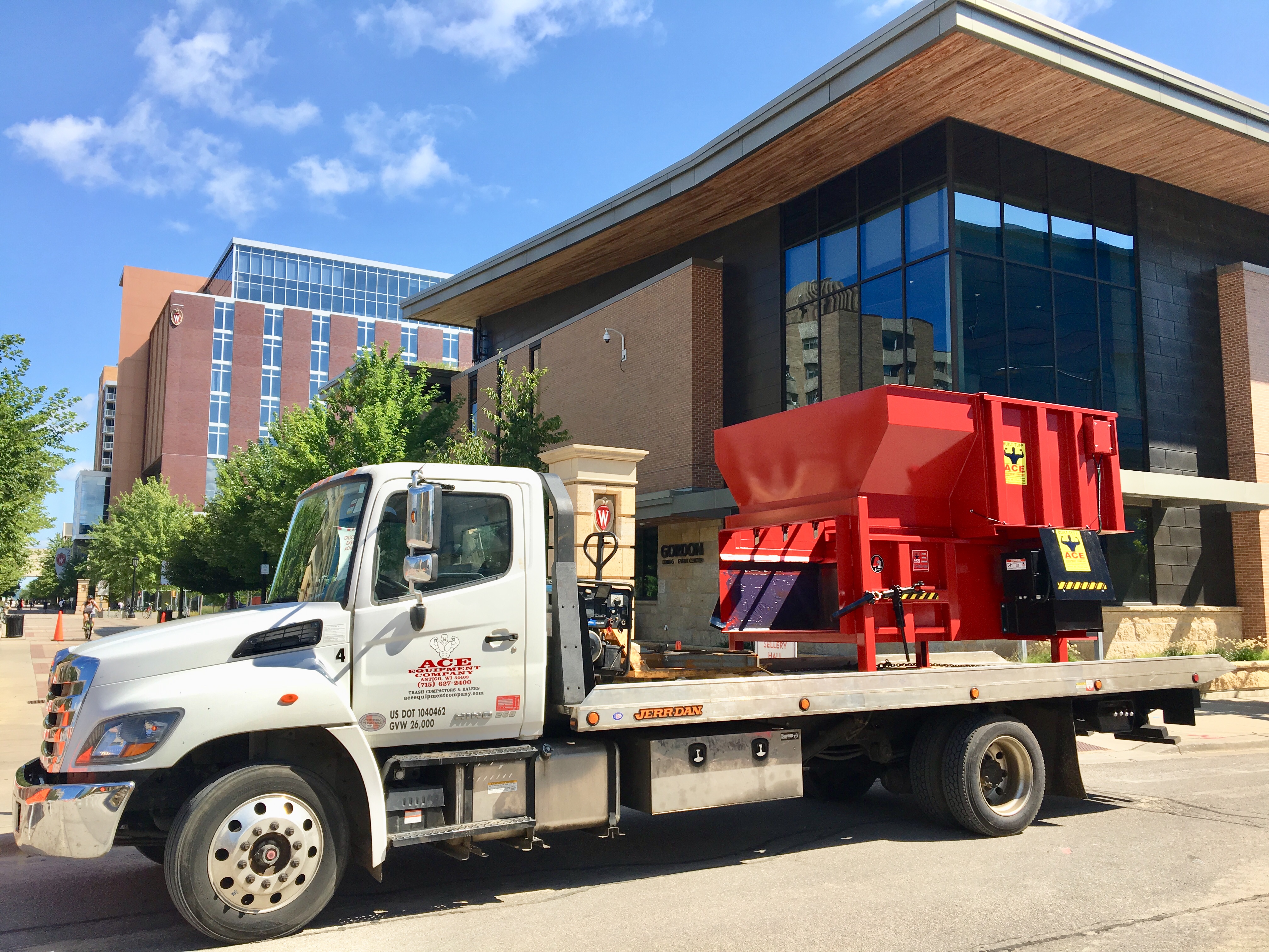 Compactor delivery at Gordon Dining u0026 Event Center