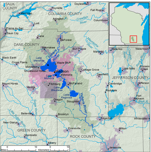 A map of the Yahara River and its watershed