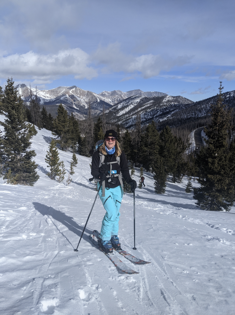 Breana Nehls posing on a snowy ski trail