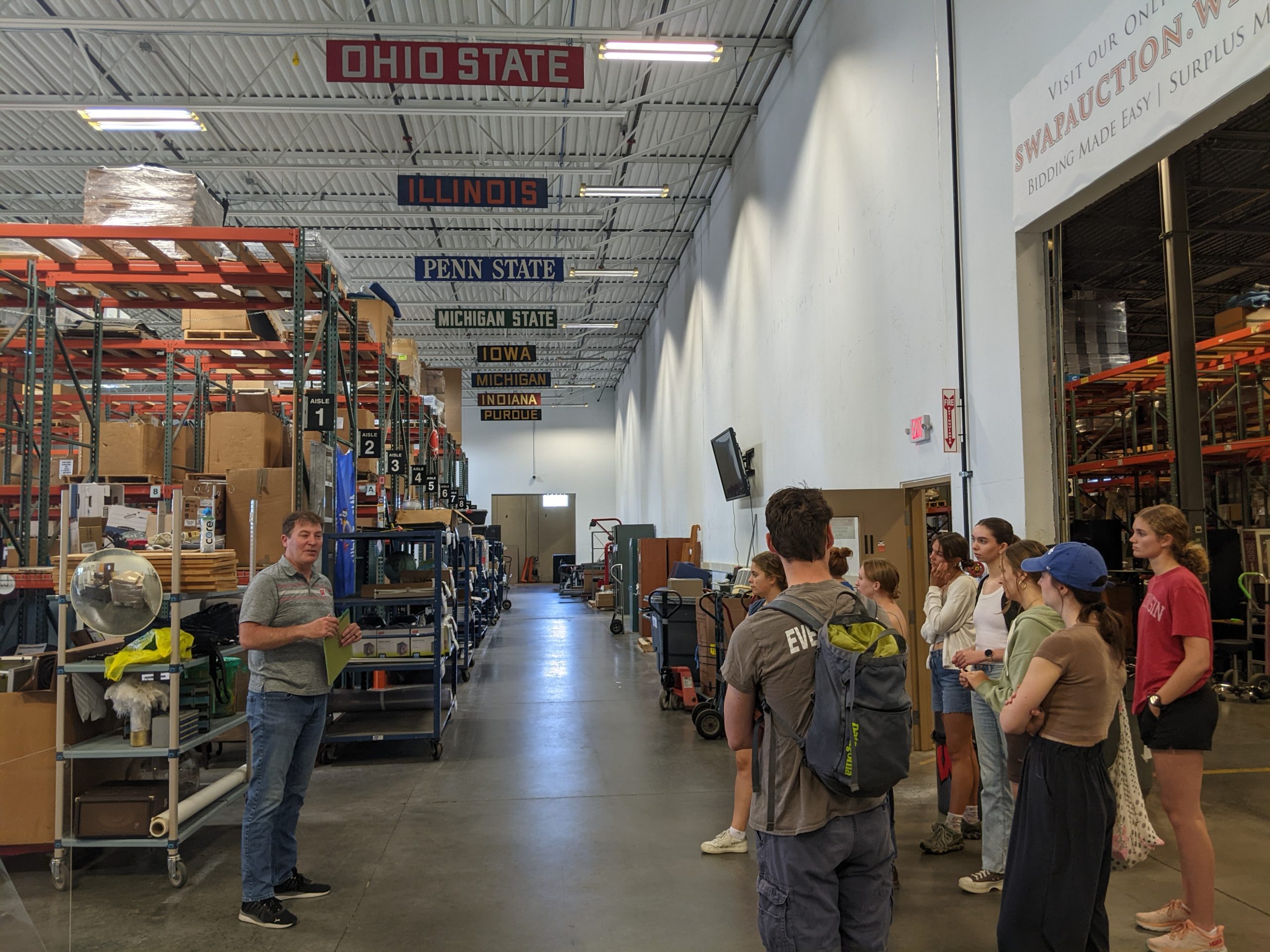 Interns visited the SWAP facility to learn how surplus materials are repurposed at UW–Madison.