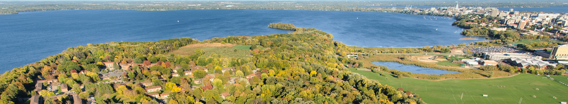 Aerial view of Picnic Point at the Lakeshore Nature Preserve.
