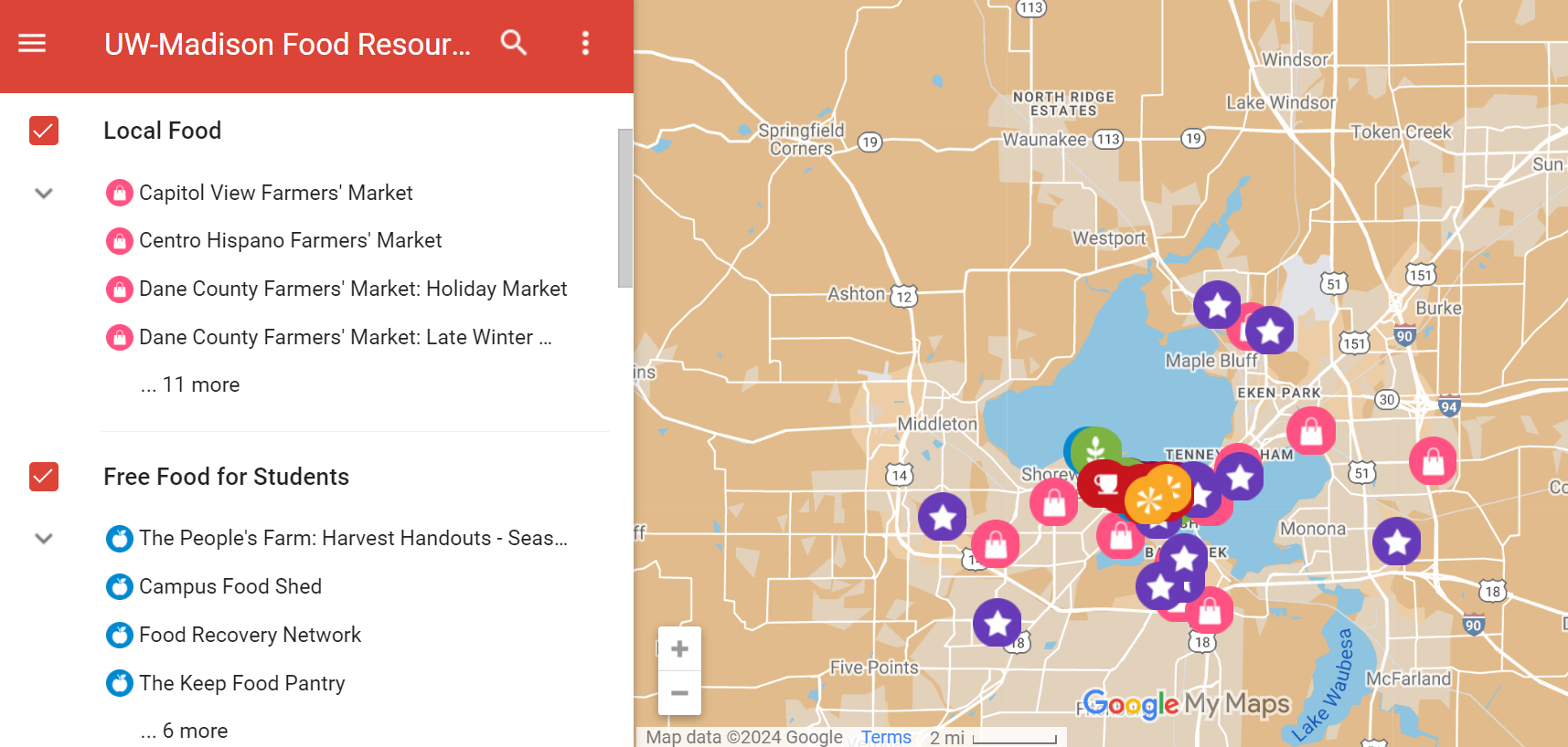 An image of the Food Resources Map website.