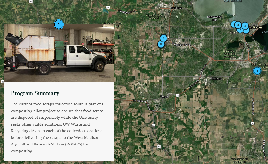 ArcGIS Story Map: Food Scrap Collection at UW-Madison
