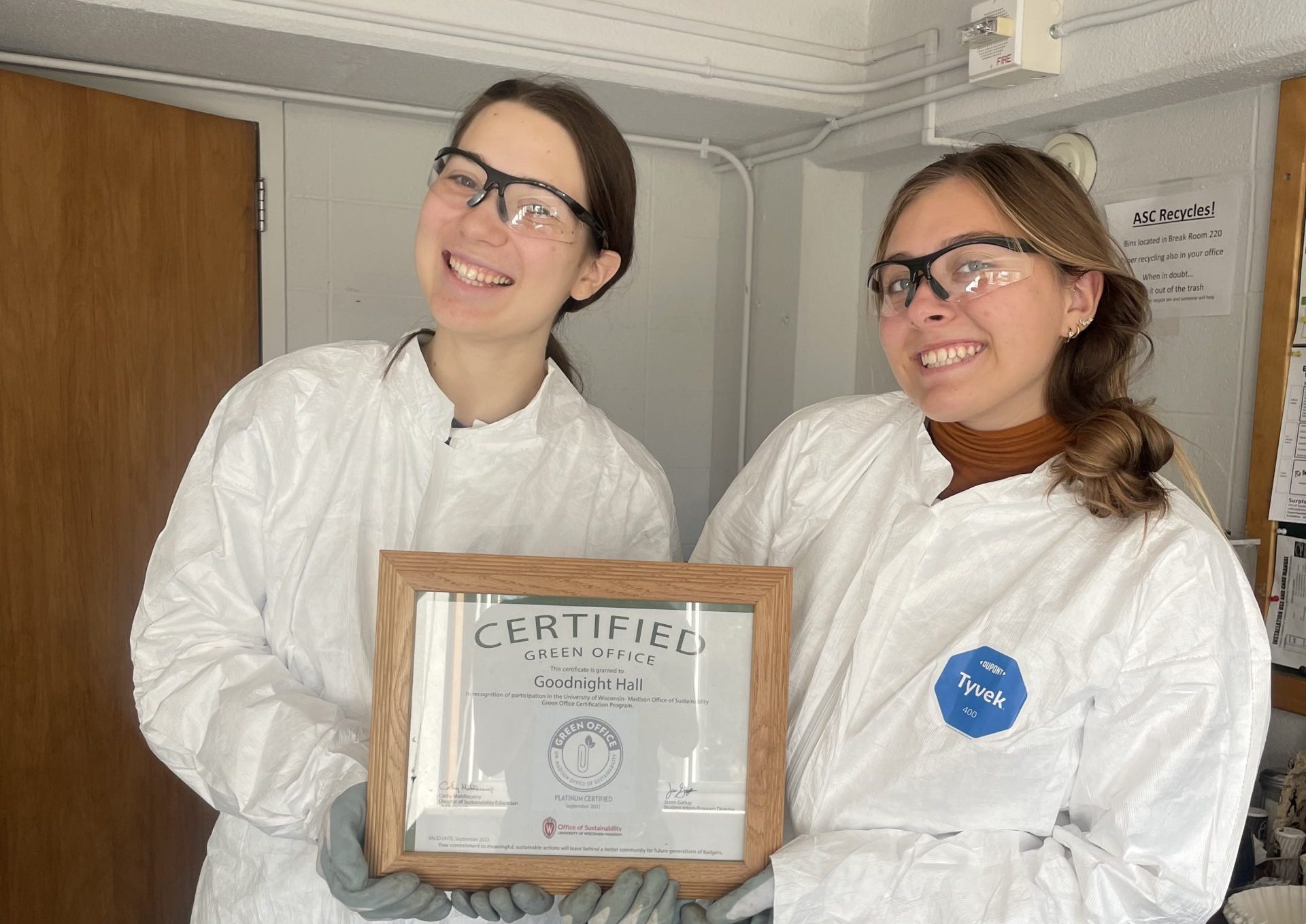 Jordyn and Hannah (OS Interns) auditing the Goodnight Hall Green Office Event